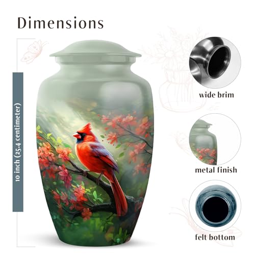 Red Cardinal Bird Urn for Ashes - 10 Inch Decorative Cremation Urn for Adults, Women