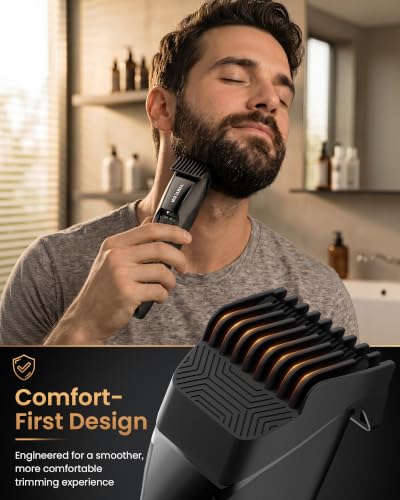 VIKICON Adjustable Beard Trimmer with 20 Length Settings, Cordless Waterproof Men’s Grooming Tool