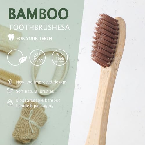 120 Pcs Bamboo Toothbrush Set - 19 cm / 7.5 Inch Letter Marked, Individually Wrapped