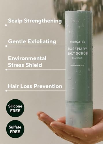 Rosemary Salt Scrub Shampoo 10.5 oz - Gently Exfoliates & Nourishes Scalp - Variation of THIS listing