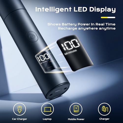 Men's Waterproof Pubic Hair Trimmer with LED Display - Black