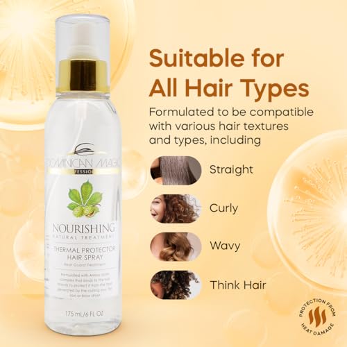 Heat Protectant Hair Spray for All Hair Types 6 oz - Thermal Shield & Shine Mist