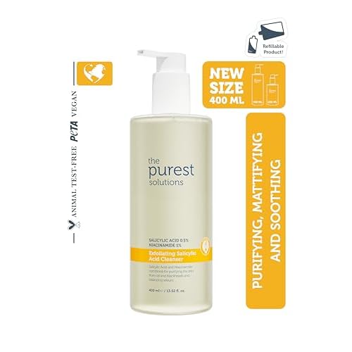 The Purest Solutions Salicylic Acid Clarifying Cleanser Gel for Oily & Combination Skin, Deep Cleansing Face Wash with Niacinamide & Green Tea, Blackhead & Pore Cleansing, 400 ml