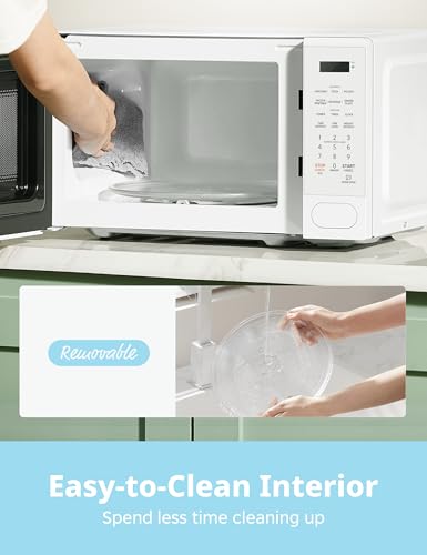 Countertop Microwave Oven 0.7 Cu.Ft 700W White - Modern Style, Child Lock