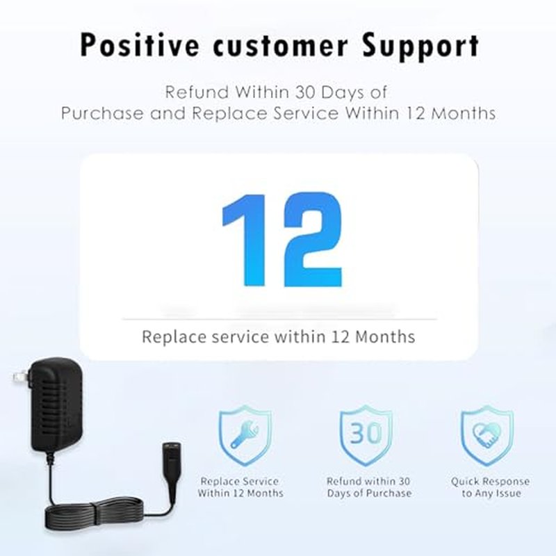 12V Charger for Braun Series s3 s5 s6 s7 s8 s9 Shaver, Charger Cord Wall Power Adaptor Replacement Compatible with Braun Beard Trimmer Electric Razor 5544 Z20 5513 310s 3040s