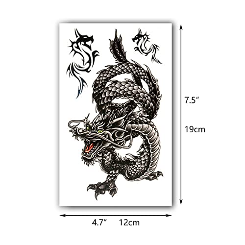 glaryyears 18 Sheets Dragon Black Temporary Tattoos for Men Teens, Animal Scorpions Wolf Owl Dark Tribal Tiger Cross, on Arm Shoulder Hand Leg Back Body Art 4.7''x7.5''