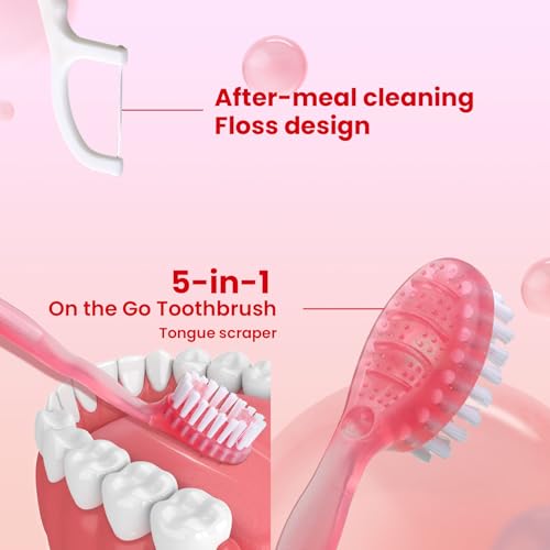 RR ORCRO 40 Pack Disposable Travel Toothbrushes with Toothpaste Floss & Tongue Scraper - Variation of THIS listing