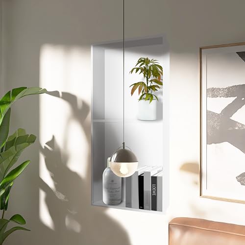 Homevacious 12x24 White Stainless Steel Shower Niche No Tile Needed, Recessed Wall Shelf