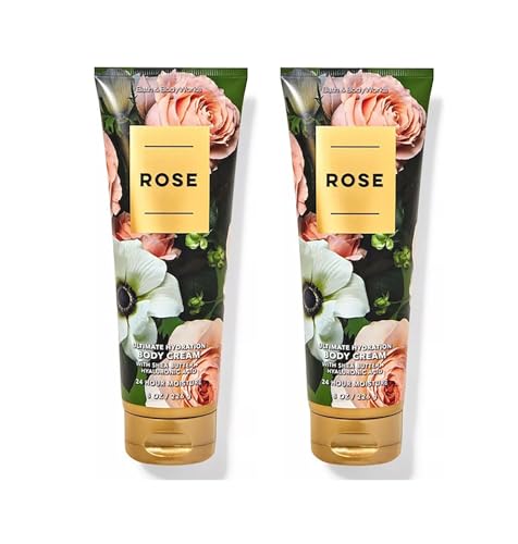 Bath & Body Works Rose Hydrating Body Cream Duo – 8 Fl Oz Each for Soft, Nourished Skin