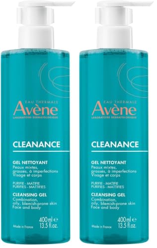 Avène Cleanance Cleansing Gel - Soap-Free Acne & Oily Skin Face & Body 13.5 Fl Oz Pack of 2