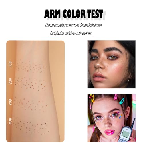 2PCS Freckle Pen, Soft Dot Faux Freckle Stamp for Natural Lifelike Sun-kissed Makeup, Waterproof & Long Lasting Quick Dry Magic Fake Freckles Stain Marker (01 Light & 02 Medium)