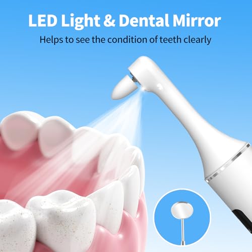 JUSIIUE Rechargeable White Tooth Polisher Kit with LED Light & 6 Heads