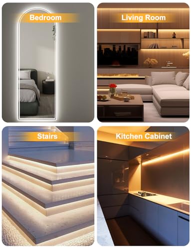 SUNLINKCO COB-CCT Dimmable LED Strip Light 32.8ft, Cuttable, 2300K-6500K, Smart Control