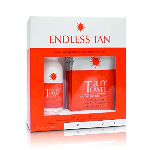 Tan Towel Self-Tanning Kit - 6 Piece Sunless Tanning Set with Towelettes & Mist