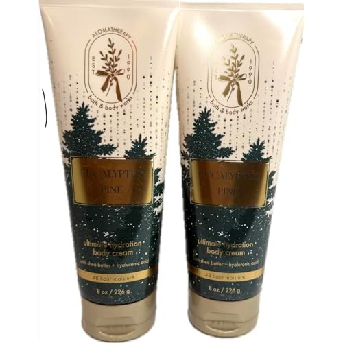 Bath & Body Works Unisex Eucalyptus Pine Ultimate Hydration Body Cream 8 Ounces Pack of 2