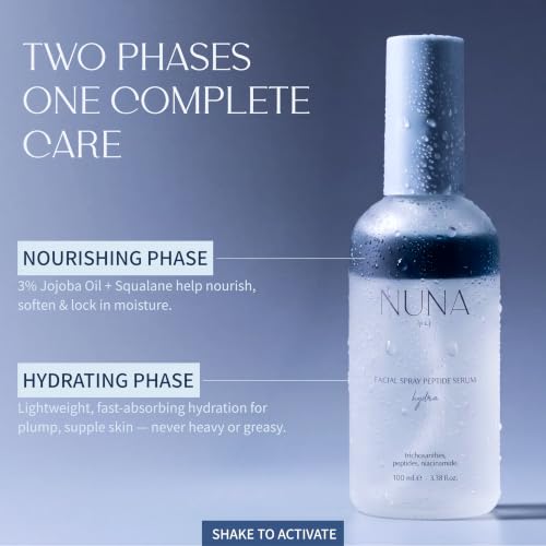 Hydrating Facial Mist & Serum Spray with Peptides & Hyaluronic Acid – Korean Moisture Boost, Makeup Setting & Refresh – 3.38 fl oz
