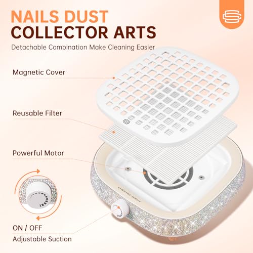 Nail Dust Collector, Powerful 4000RPM Vacuum Fan Vent Dust Collector Extractor Dust Suction Machine for Acrylic Nails Polishing, Nail Salon& Home