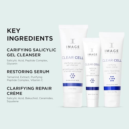 IMAGE Skincare, Clear Cell 3-Step Introductory Regimen Set for Clear Pores and Healthy Looking Skin, White, 3.2 Ounce