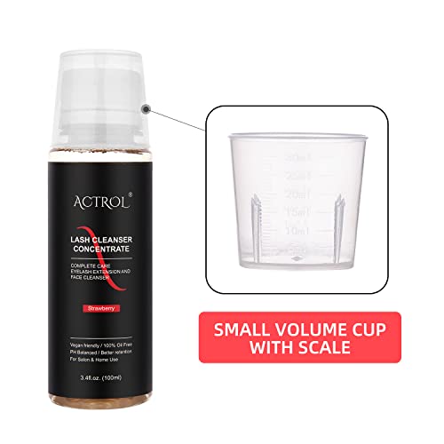 ACTROL Strawberry Lash Shampoo Concentrate 100ml Makes 20 Foaming Bottles - Salon & Home Use