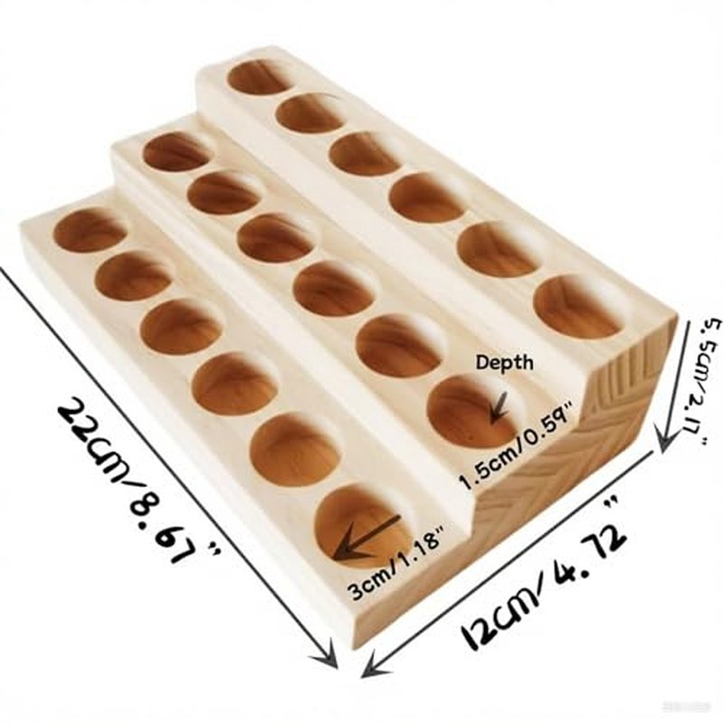 2 Pack Solid Wood Essential Oil Organizer 3-Tier Display Stand Holder Essential Oils Racks Tabletop Storage Rack for 5-20ml Bottles Perfumes and Nail Polish Compact Shelf