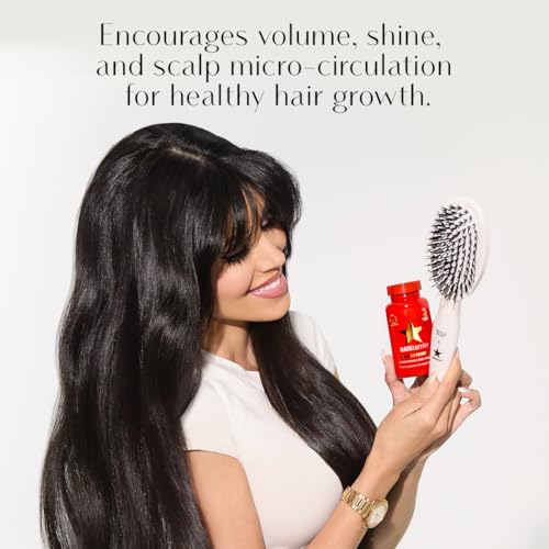 Hairtamin White Paddle Hair Brush for All Hair Types, Detangling & Styling