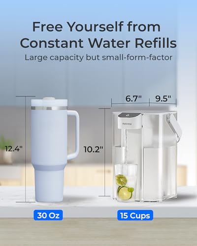 Waterdrop Electric Water Filter Pitcher 15-Cup NSF/ANSI 42 White Upgraded Chloramine
