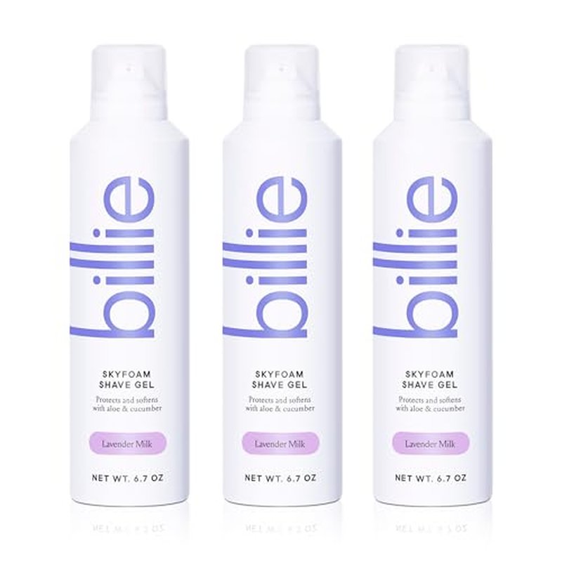 Billie SkyFoam Shave Gel - Lavender Milk Scent - Water-activated Foam - Made With Aloe & Cucumber - For A Close, Smooth Shave - 6.7 fl oz, 3-pack