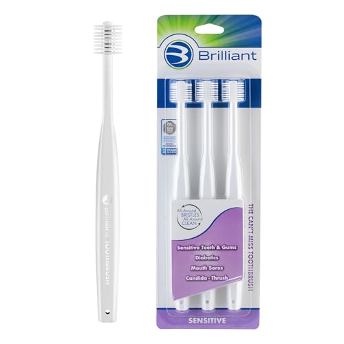 Brilliant Adult Sensitive Toothbrush 3 Pack Extra Soft Round Head Gentle Clean