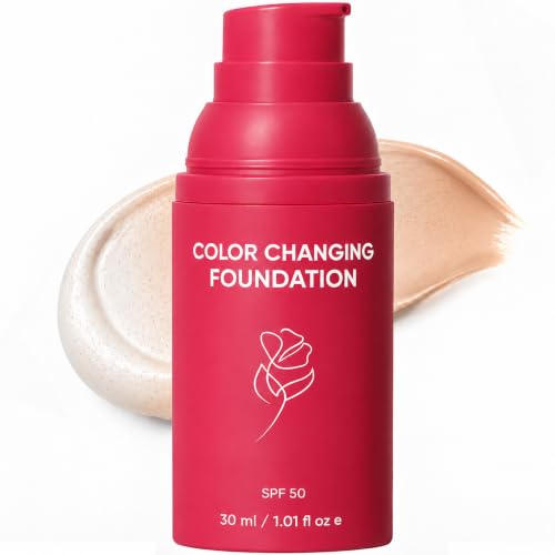 Color Changing Foundation with SPF 50 - Hydrating Liquid Makeup for Mature Skin