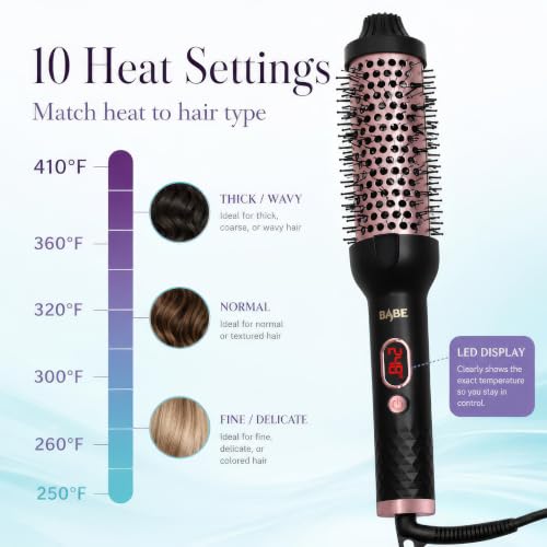 Ceramic Thermal Styling Brush with Adjustable Temperature - 1.5 Inch