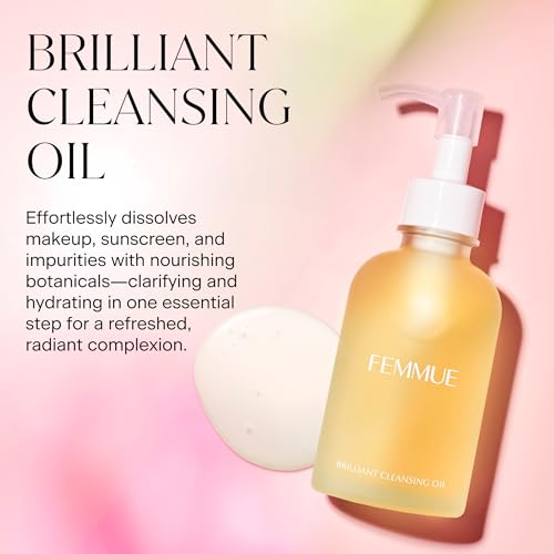 FEMMUE Brilliant Cleansing Oil (4.23 oz) | Luxurious Camellia Oil Face Cleanser & Gentle Makeup Remover | Hydrating and Moisturizing Korean Skincare | Fortifies Skin Barrier