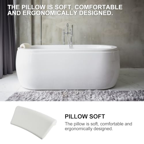 POPETPOP Bath Pillow for Tub - PU Wave Bath Pillow, White Bath Tub Pillows for Head and Neck, Waterproof Tub Pillow for Bathtub, Bath Accessories for Women Men Home, Hotel, Salon, Spa (11.59'' X 5.70'
