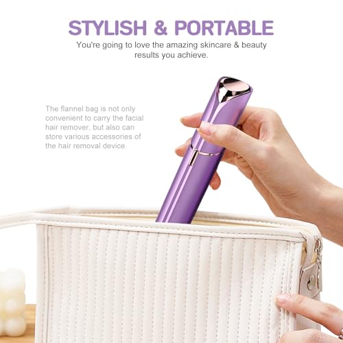 Tuokiy Facial Hair Remover for Women Purple + 2 Replacement Heads - Painless & Portable