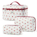 TOPEAST Makeup Bag, Large Quilted Cosmetic Bag, Big Floral Make Up Bag for Women Girls, Cute Cotton Makeup Bag Set, Flower Travel Toiletry Organizer Bag, Zipper Portable Cosmetic Pouch