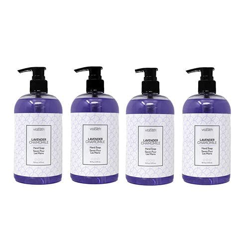 Vitabath Lavender Chamomile Liquid Hand Soap 16oz - Pack of 4, Moisturizing & Paraben-Free