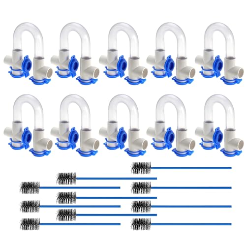 10 Pack 3/4" PVC Condensate Trap with 21" Flexible Cleaning Brush for HVAC Drainage