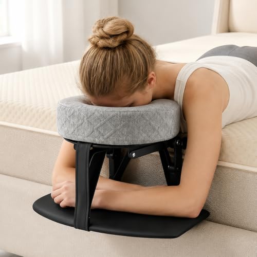 Grey Adjustable Bed Massage Headrest with Arm Rest & Face Pillow for Home Relaxation