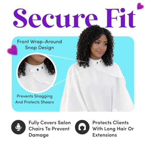 The Branded Salon Mane Squeeze Bleach-Proof Hair Cutting Cape - White, Unisex Adult