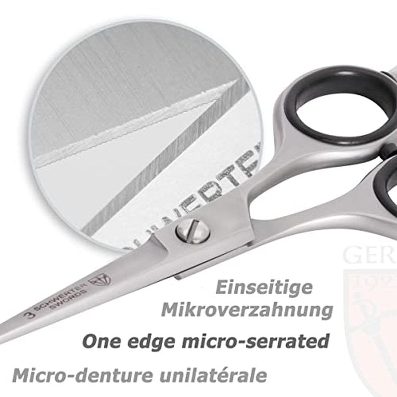 3 Swords Germany ? professional NOSTRIL NOSE and EAR HAIR SCISSORS trimmer, stainless steel, straight blade rounded tip with black case for men and women