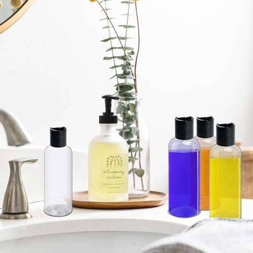108 Pcs 3.4 oz Plastic Bottles Black Toiletries Empty Containers with Leak Proof Flip Cap, Refillable Travel Squeeze Containers for Lotion, Shampoo, Cream, Conditioner
