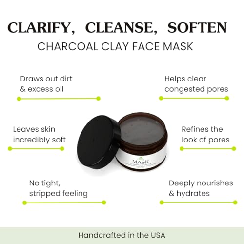 Isabella's Clearly MASK, Deep Pore Cleansing Charcoal Face Mask with Anti Ageing Hyaluronic Acid | Natural Skin Care for Wrinkles, Blackheads, Large Pores, Acne | Includes Applicator Brush