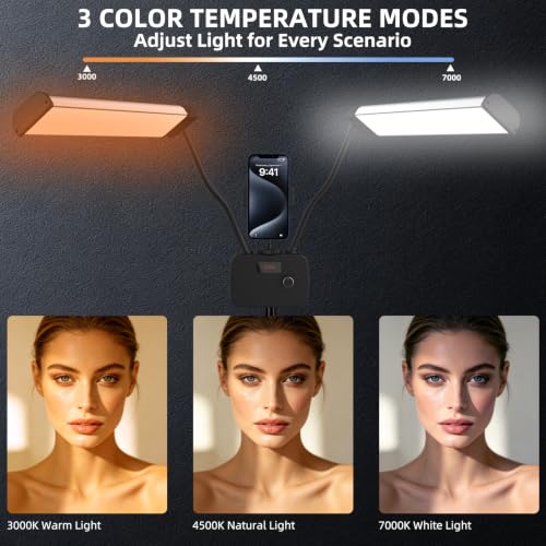 Dual Arm Tattoo & Lash Light with Tripod & Phone Holder - 45W Studio Lighting