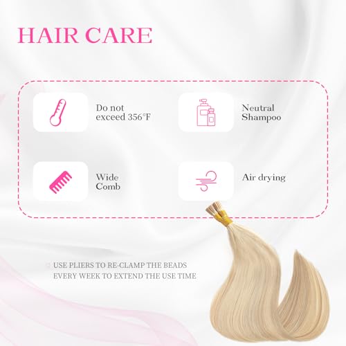 Eliysako I Tip Human Hair Extensions Light Blonde Mix 18 Inch 50g - Bleach Blonde
