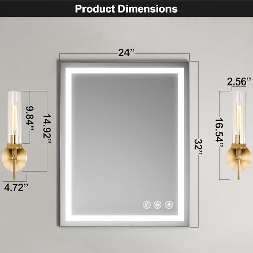 LaLuLa Gold-Clear Glass Vanity Lights Set of 2 Modern Industrial Bathroom Wall Sconces
