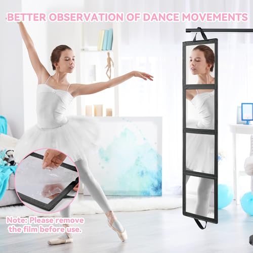 ROYALAY Black Foldable Full Length Body Mirror with Handle, 47x13in, Portable Travel Dance & Dressing Mirror