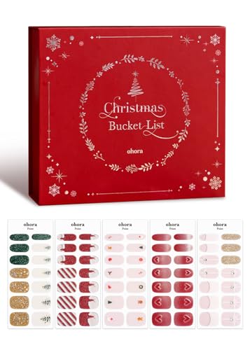 ohora Christmas Bucket List Limited Edition Nail Sticker Set - Salon-Quality, Long Lasting, Easy to Apply & Remove