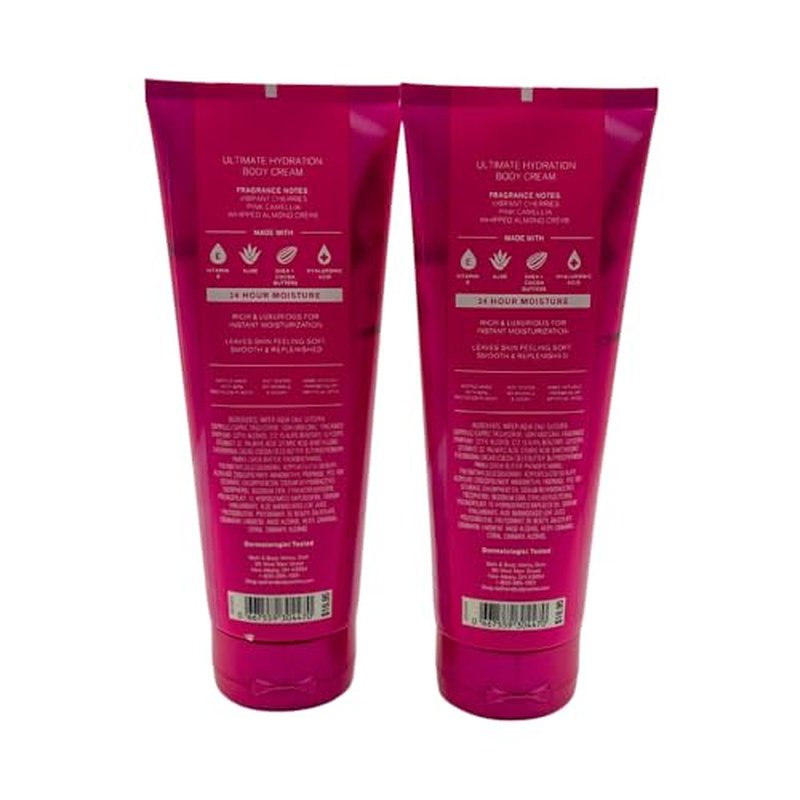 Bath & Body Works PERFECT IN PINK Ultimate Hydration Body Cream Gift Set with a Blue Bow for Holidays 8 oz each ? Pack of 2