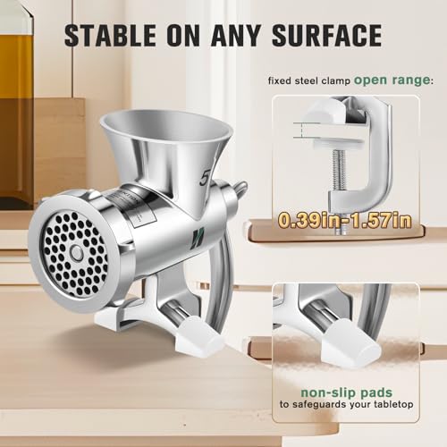 Manual Meat Grinder Stainless Steel with Sausage Tubes - NO.5 Variation