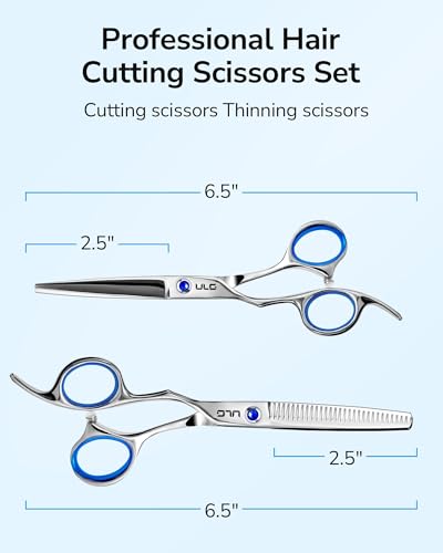 ULG Left Handed Hair Cutting & Thinning Scissors Kit - 6.5 Inch Professional Barber Shears
