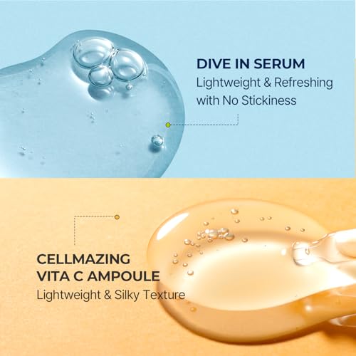 Torriden DIVE IN Serum 1.69 fl.oz + CELLMAZING Vita C Ampoule 1.01 fl.oz | Serum Duo to Get Glass Skin | Refining Skin Texture | Korean Skin Care